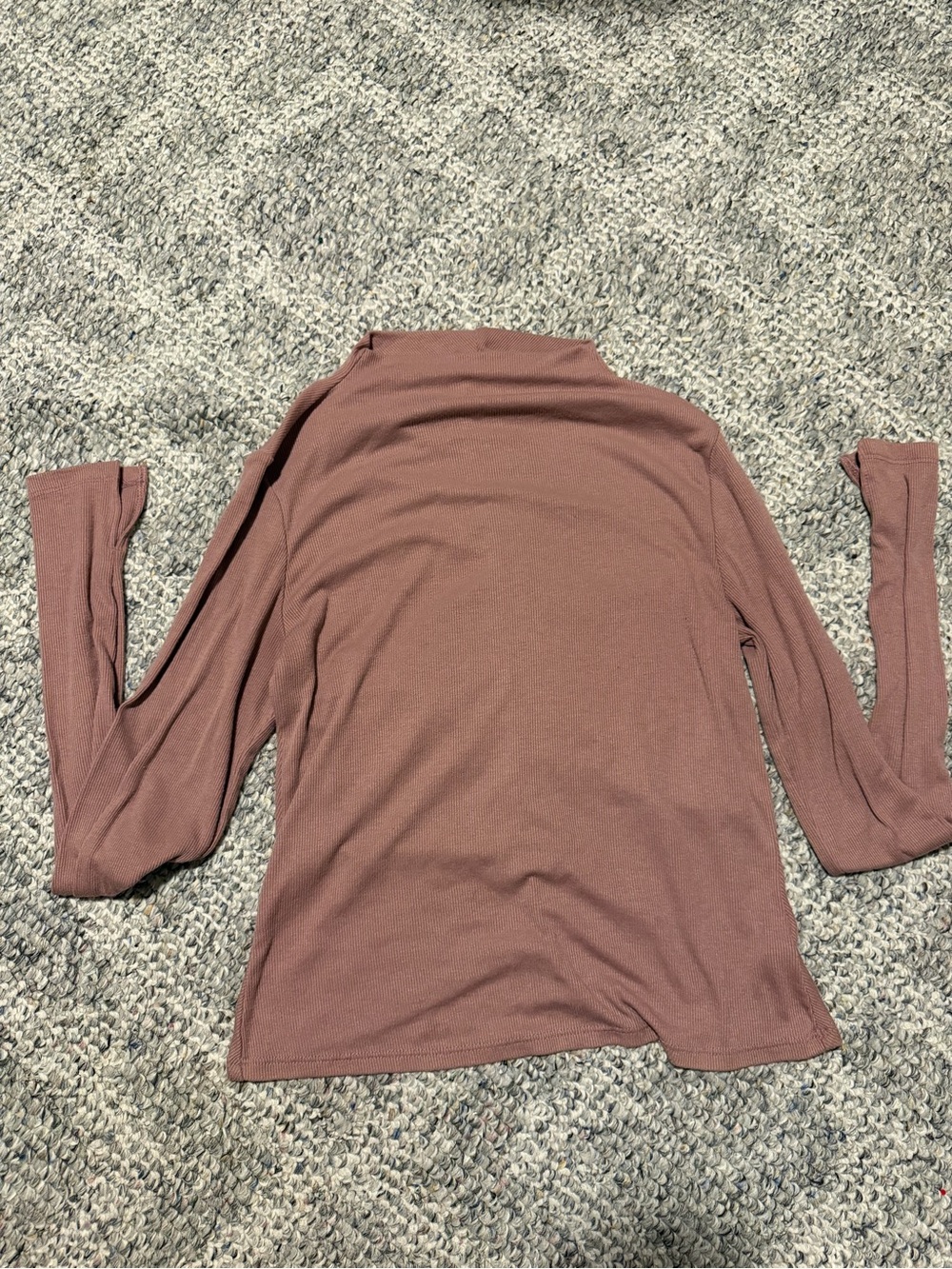 Long-Sleeve Ribbed Tunic Top in Mauve